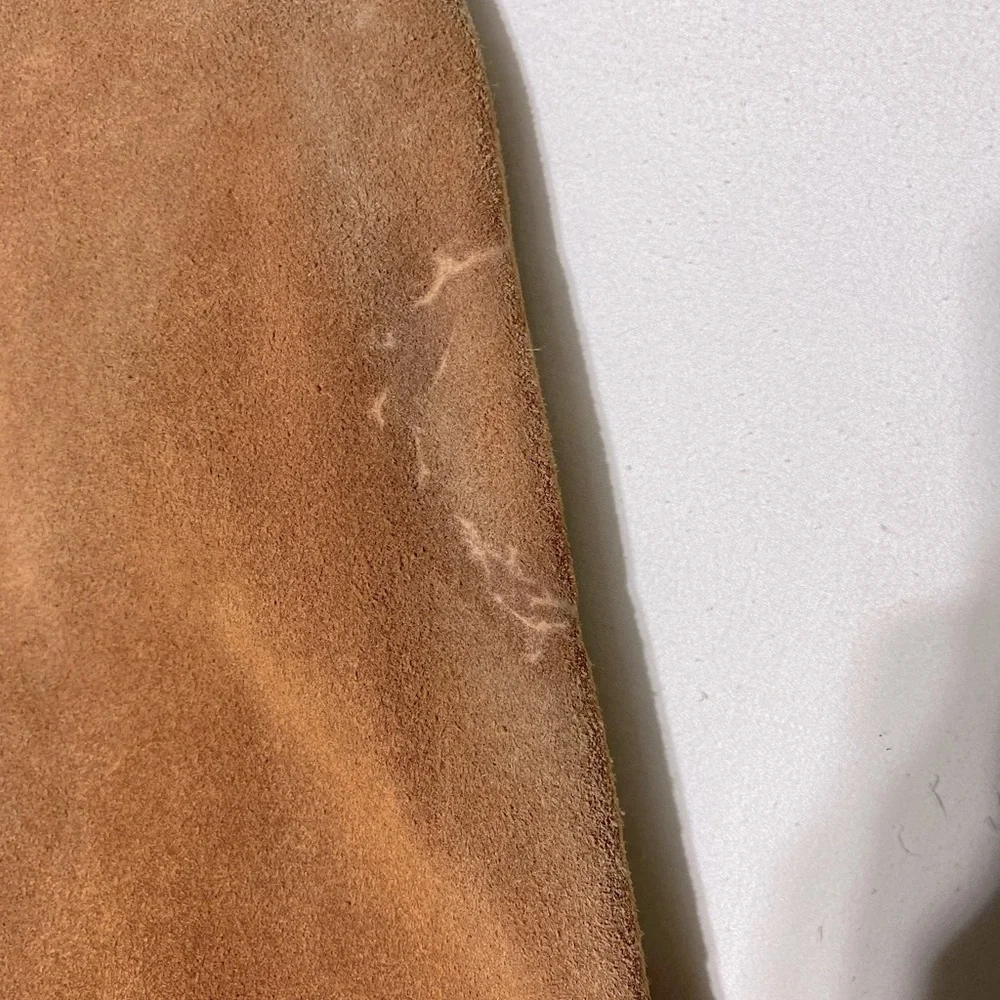 Vintage Two Tone Tan Brown Suede Leather Cape M Boho Western - Picture 15 of 16